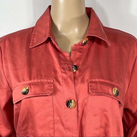 Time & Tru coral Woven Utility Shirt Dress - Picture 10 of 13